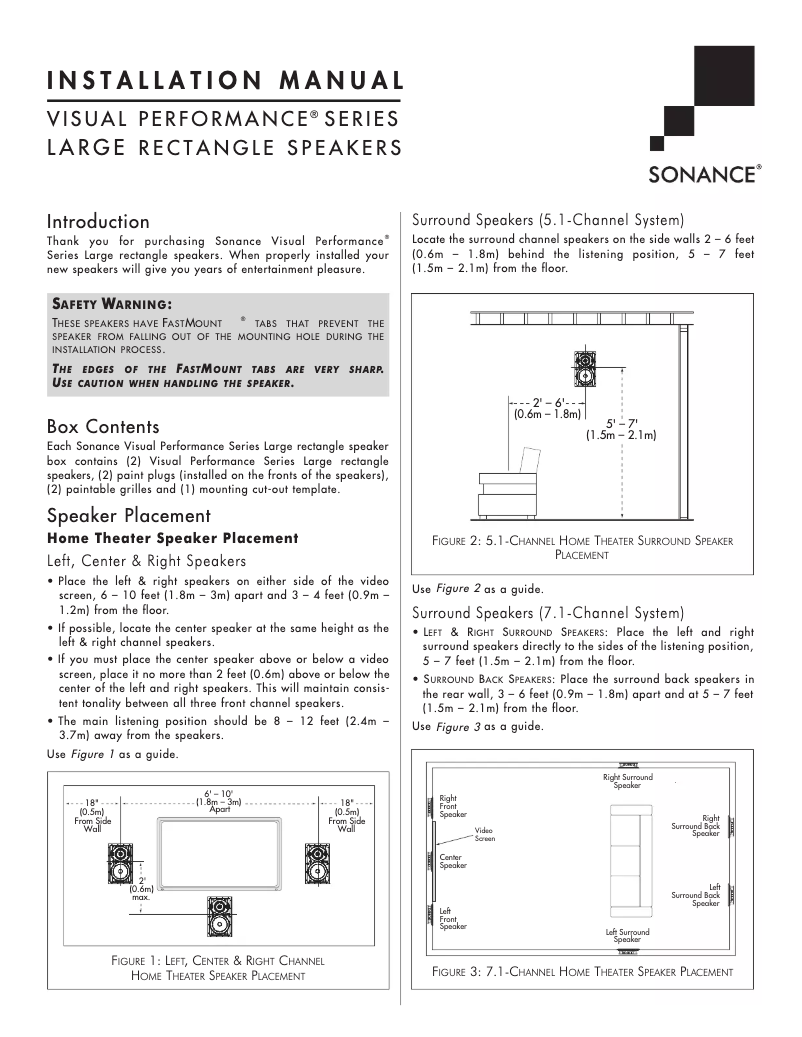 Page n°1 - Manuel utilisateur Sonance Visual Performance VP81