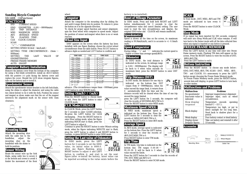 Page 1 de la notice Manuel utilisateur Sunding SD-548B