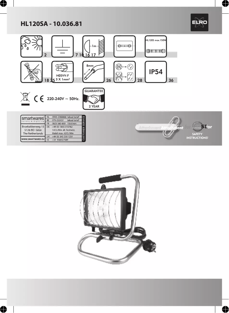 Page 1 of the manual User Manual Elro HL120SA