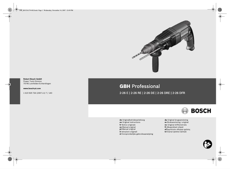 Página 1 del manual Manual de usuario Bosch GBH 2-26 DRE