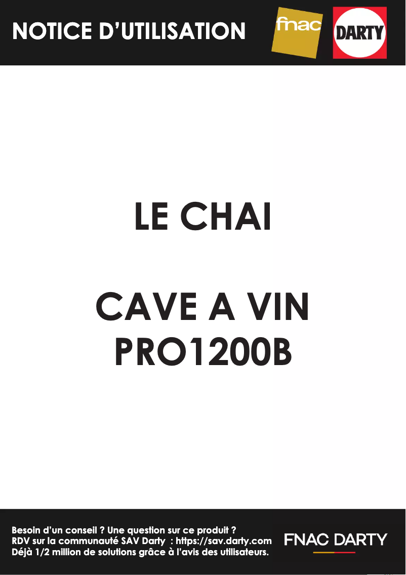Page 1 de la notice Manuel utilisateur Le Chai PRO1200B
