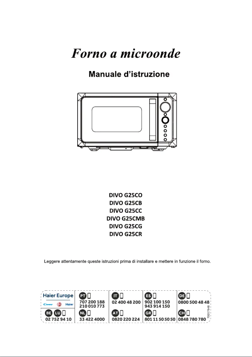 Page 1 de la notice Manuel utilisateur Candy DIVO G25CMB