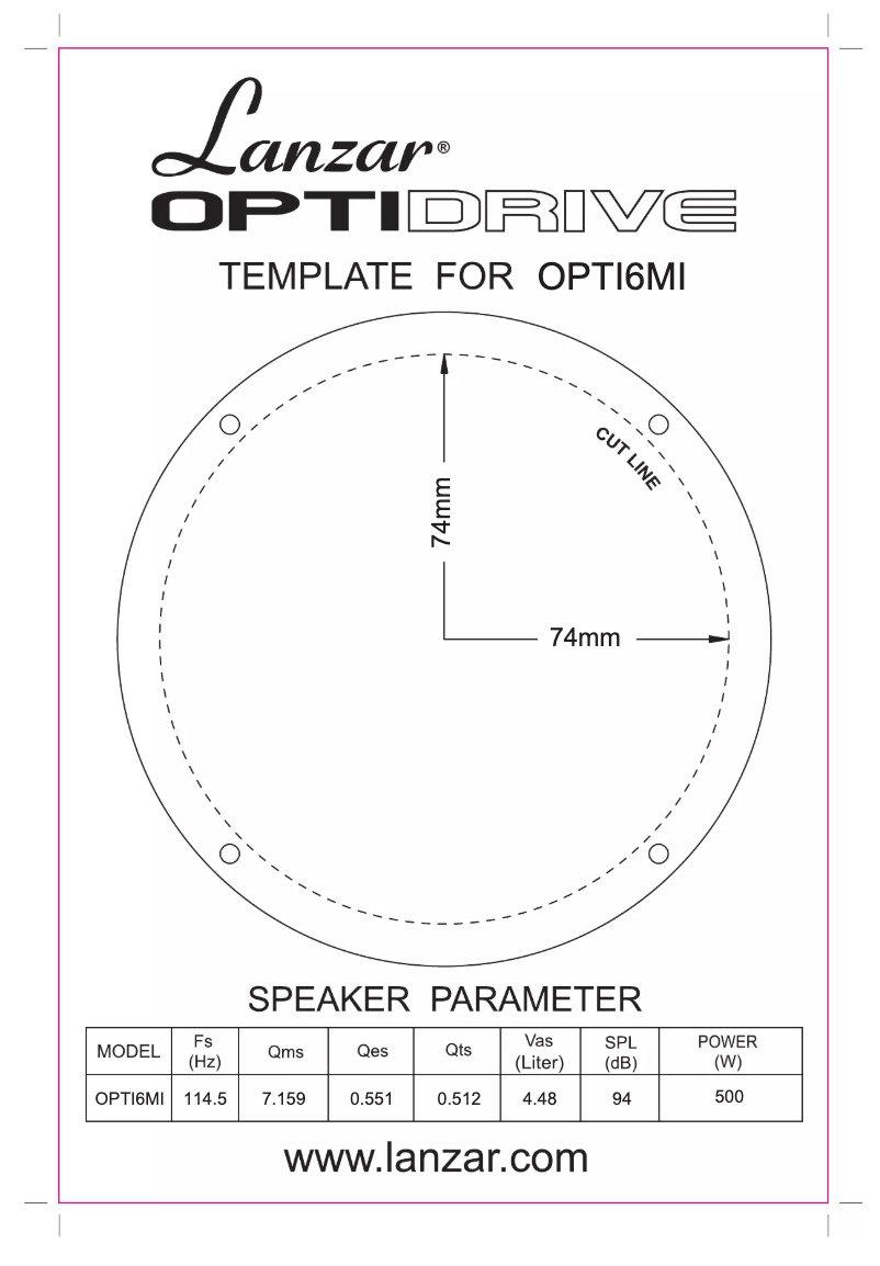 Page n°1 - Manuel utilisateur Lanzar Opti Pro