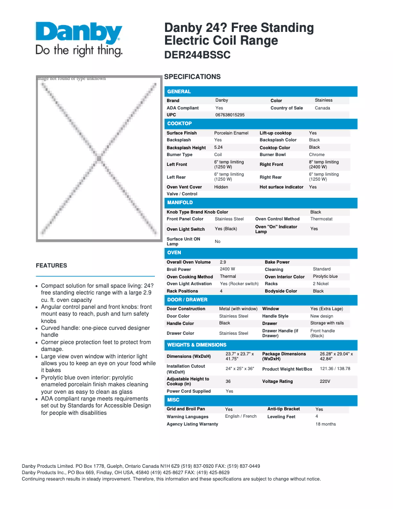 Image de la première page du manuel de l'appareil DER244BSSC