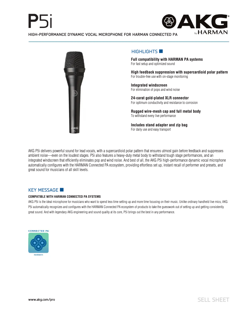 Page 1 de la notice Fiche technique AKG P5i