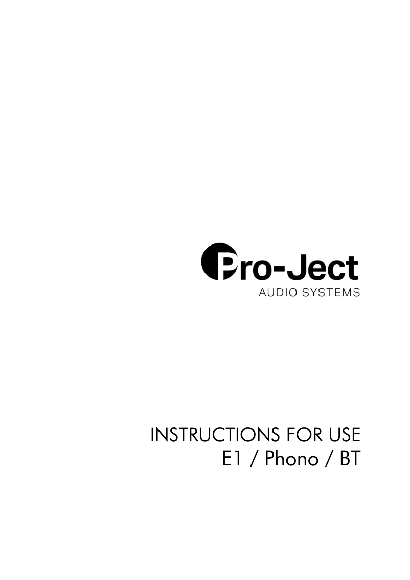 Page 1 de la notice Manuel utilisateur Pro-Ject E1 BT