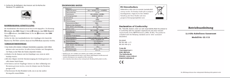 Page n°1 - Manuel utilisateur Trebs Comfortcam CC-113