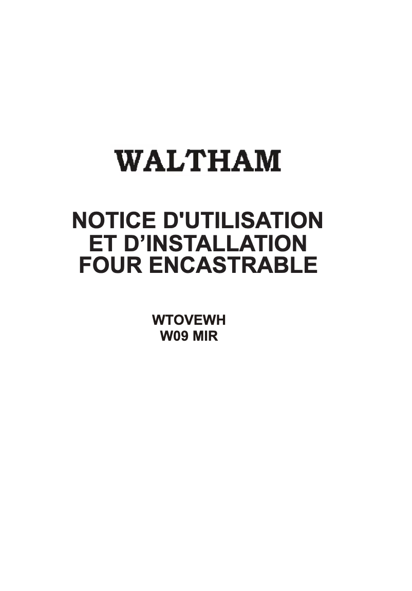 Page 1 de la notice Manuel utilisateur Waltham WTOVEWH