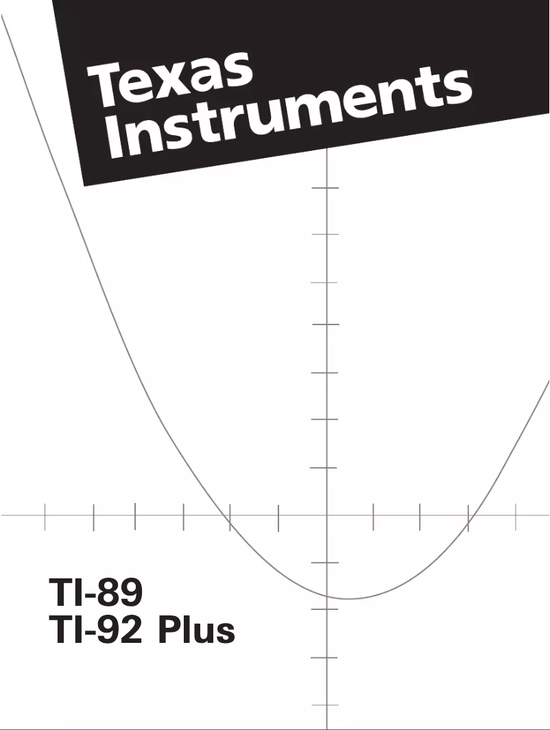 Image de la première page du manuel de l'appareil TI-92 Plus