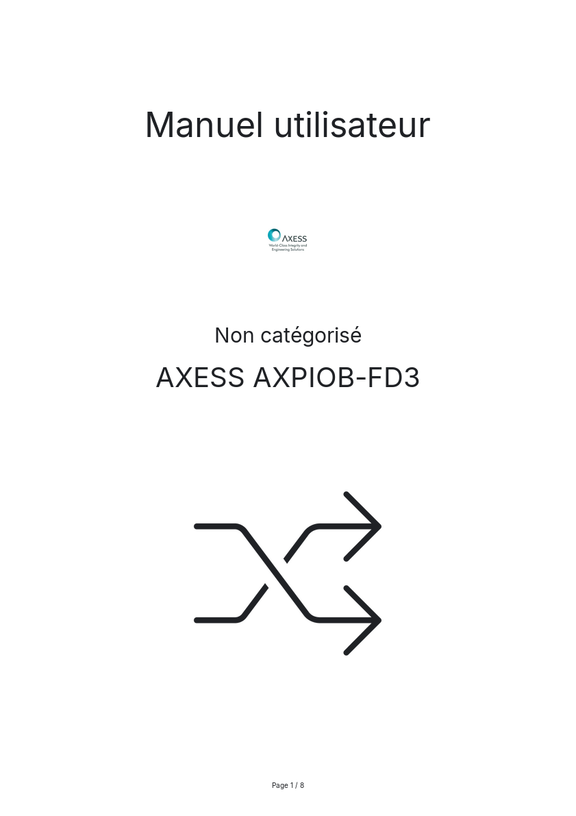 Page n°1 - Manuel utilisateur AXESS AXPIOB-FD3