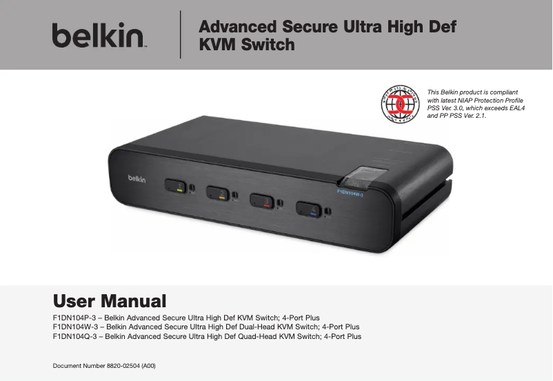 Page 1 de la notice Manuel utilisateur Belkin F1DN104P-3