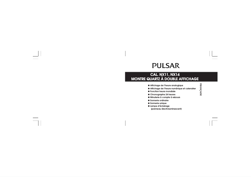 Page 1 de la notice Manuel utilisateur Pulsar NX14