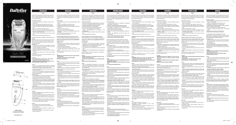Page 1 de la notice Manuel utilisateur BaByliss Duo 700
