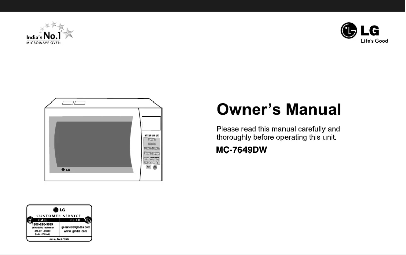 Page 1 de la notice Manuel utilisateur LG MC-7649DW