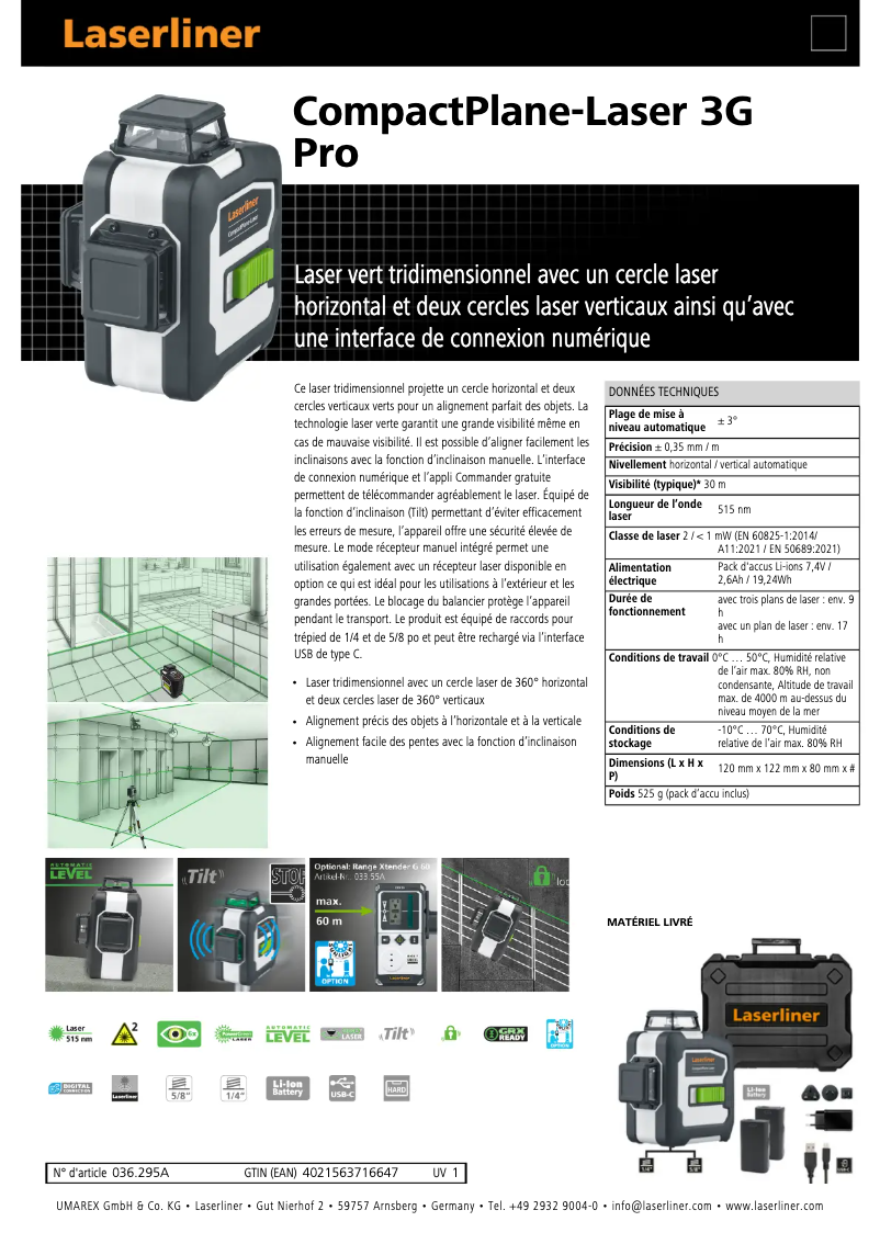 Image de la première page du manuel de l'appareil CompactPlane-Laser 3G Pro