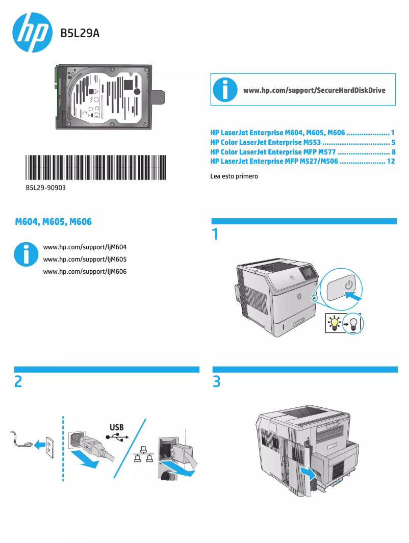 Image de la première page du manuel de l'appareil LaserJet Enterprise M506