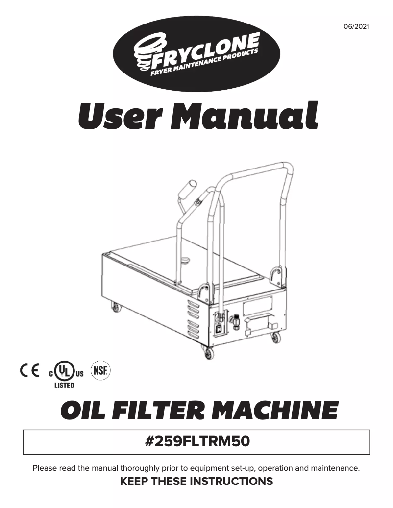 Page 1 de la notice Manuel utilisateur Fryclone 259FLTRM50