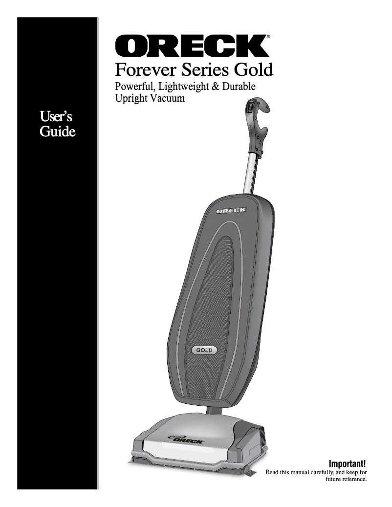 Page 1 de la notice Manuel utilisateur Oreck Forever Series Gold