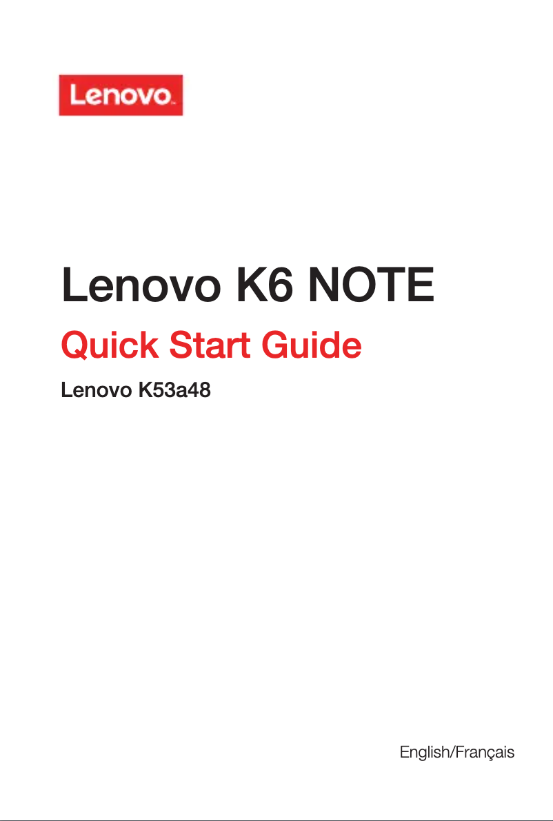 Page 1 de la notice Manuel utilisateur Lenovo K6 Note
