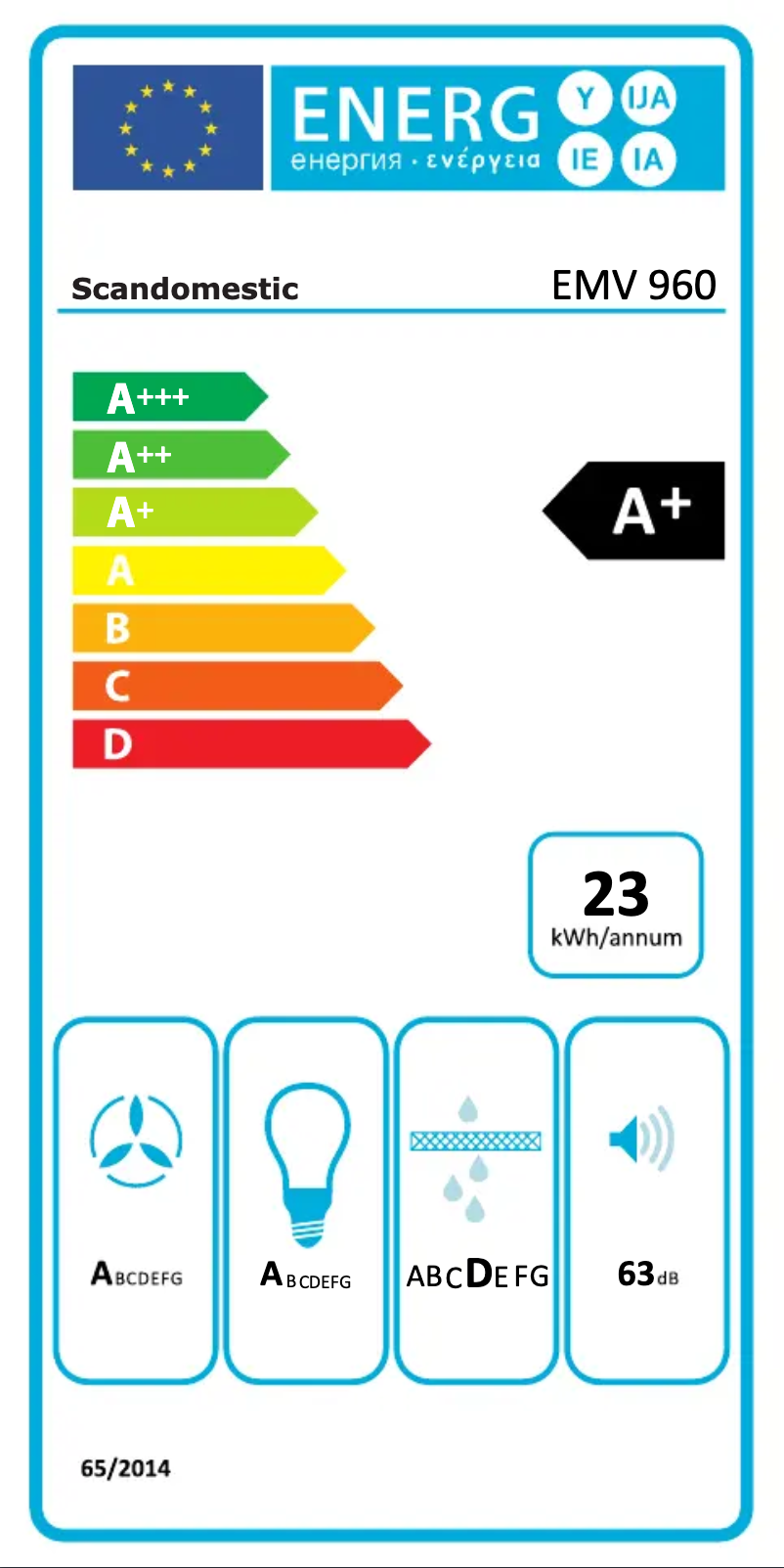 Page 1 of the manual Energy Label Scandomestic EMV 960