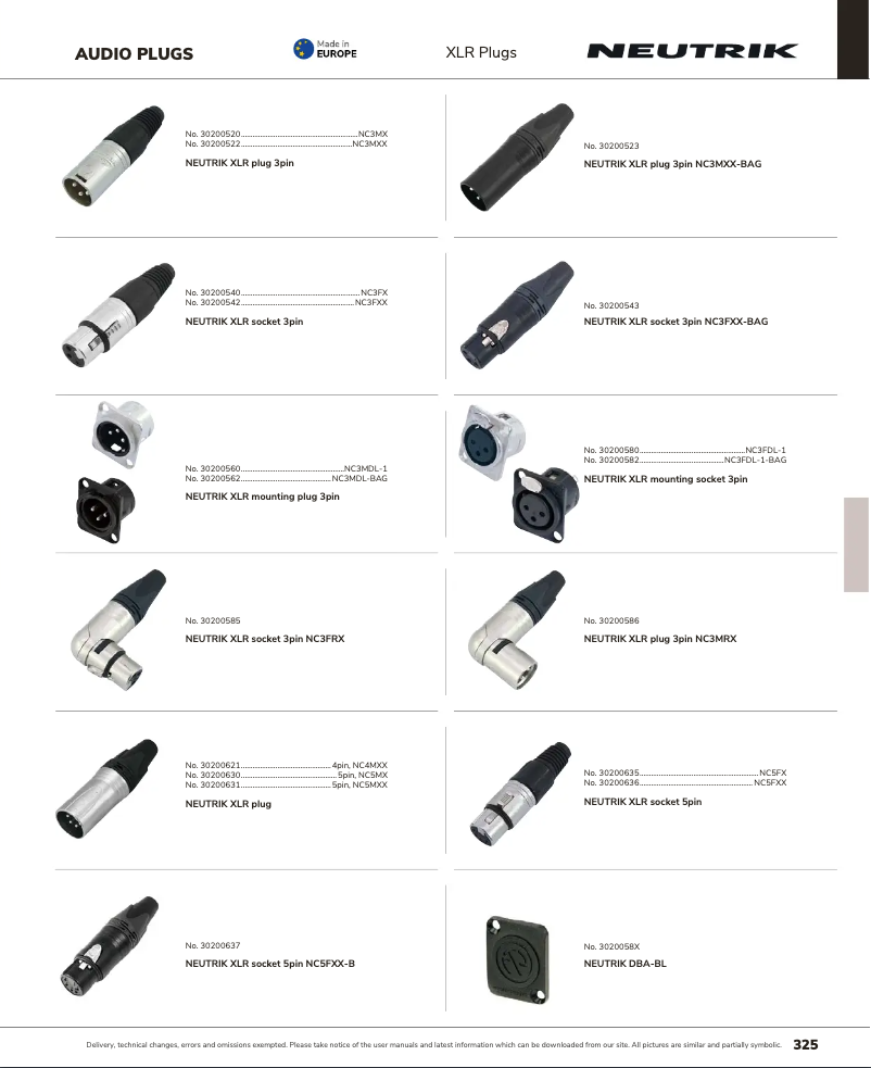 Page n°1 - Catalogue Neutrik NC3MX