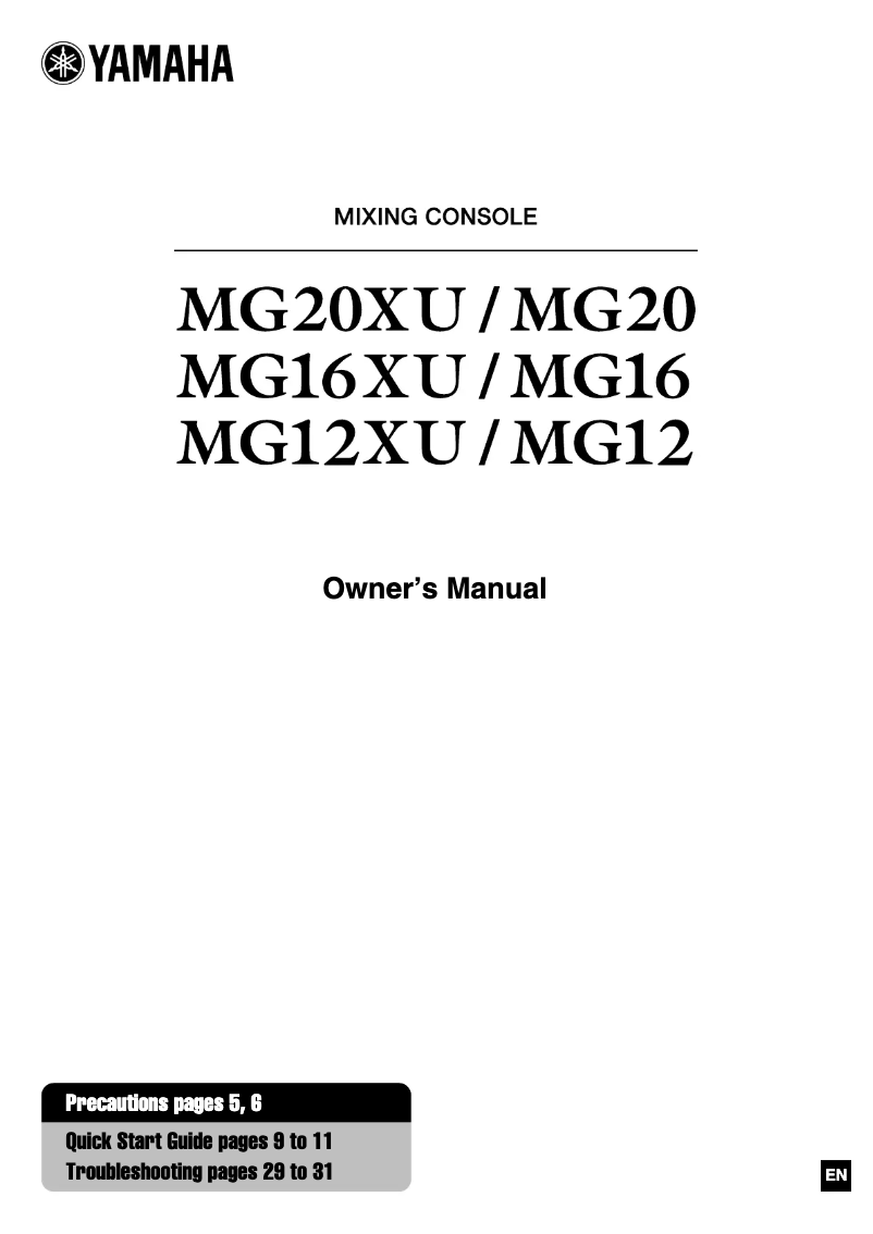 Image de la première page du manuel de l'appareil MG20XU