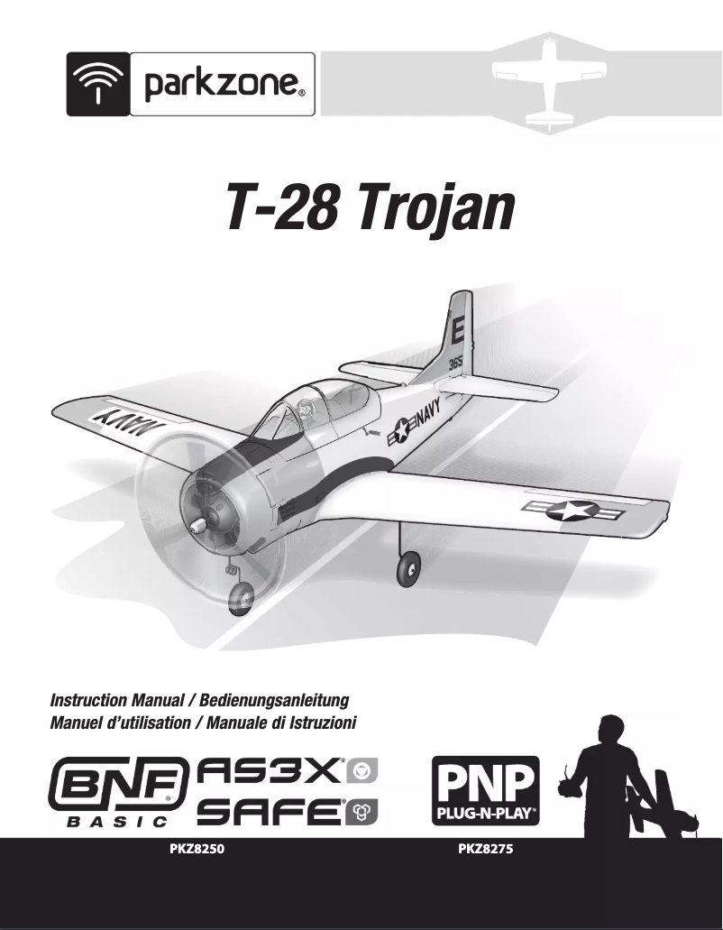 Page 1 de la notice Manuel utilisateur ParkZone T-28 Trojan