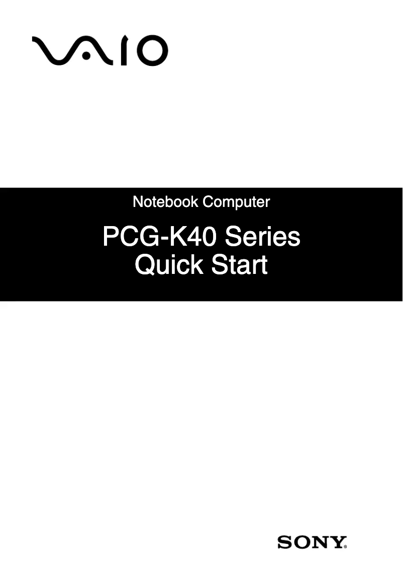 Image de la première page du manuel de l'appareil Vaio PCG-K45