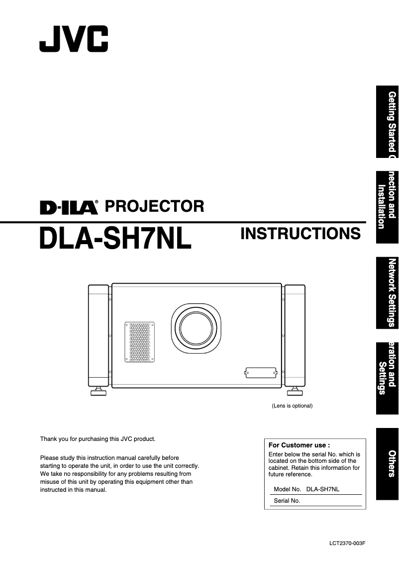 Page 1 of the manual User Manual JVC DLA-SH7NL
