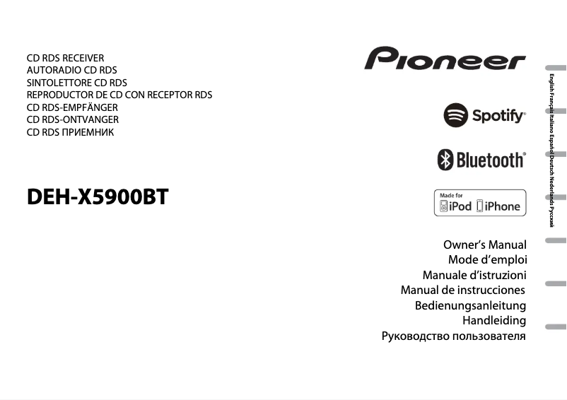 Image de la première page du manuel de l'appareil DEH-X5900BT