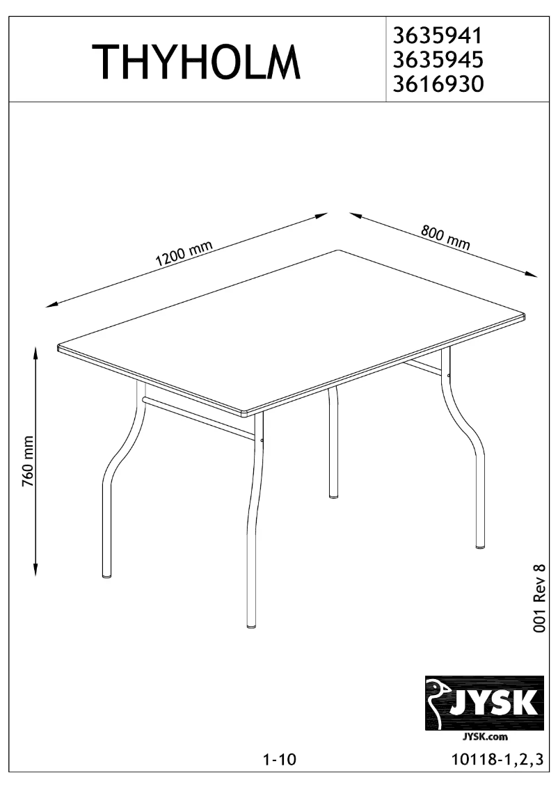 Página 1 del manual Manual de usuario JYSK Thyholm (80x120x76)