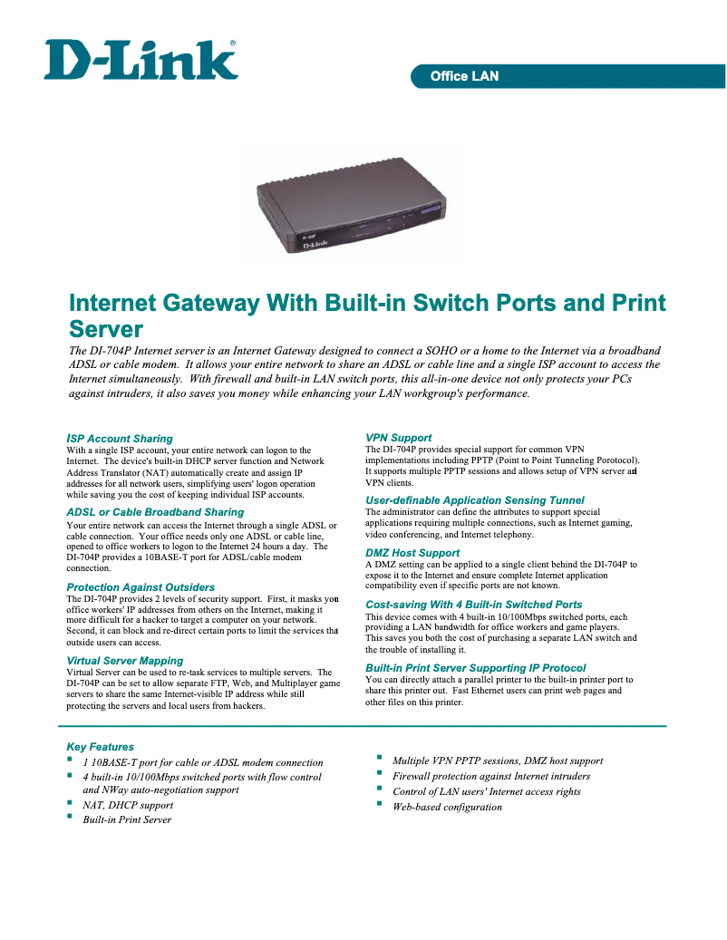 Image de la première page du manuel de l'appareil DI-704P