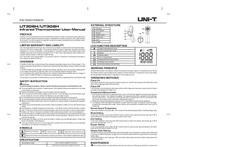 Page n°1 - Manuel utilisateur Uni-T UT308H