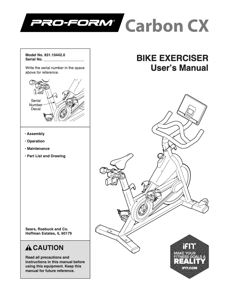 Page 1 de la notice Manuel utilisateur ProForm Carbon CX
