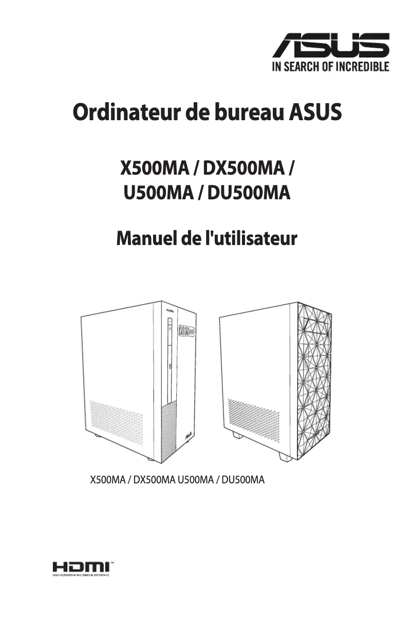 Page 1 de la notice Manuel utilisateur Asus ExpertCenter U5 Mini Tower U500MA