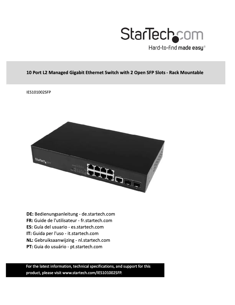Page n°1 - Manuel utilisateur StarTech.com IES101002SFP
