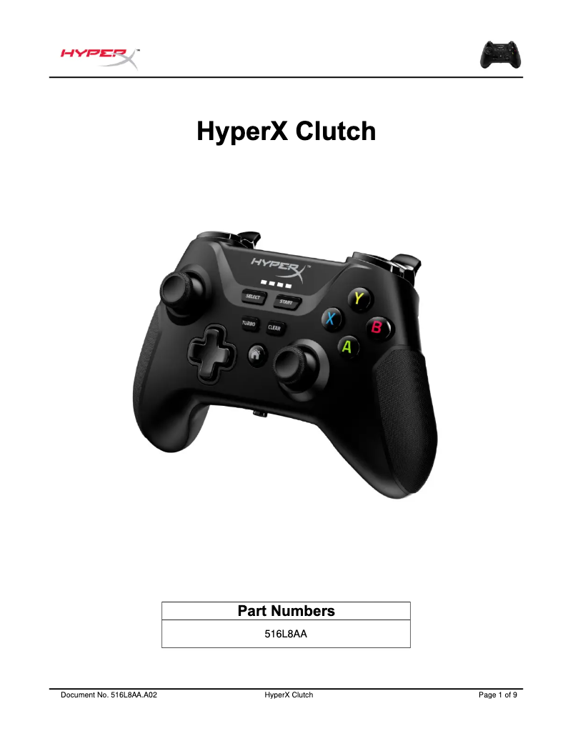 Page 1 de la notice Manuel utilisateur HyperX Clutch Wireless
