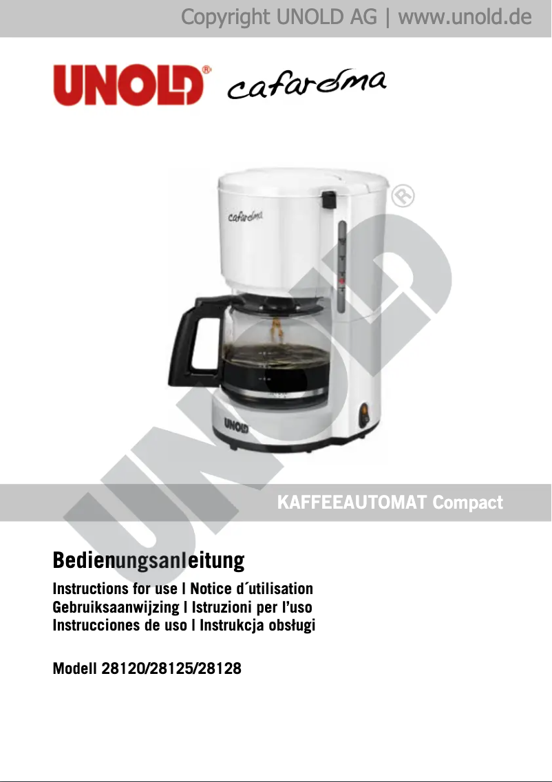 Page 1 de la notice Manuel utilisateur Unold Compact 28120