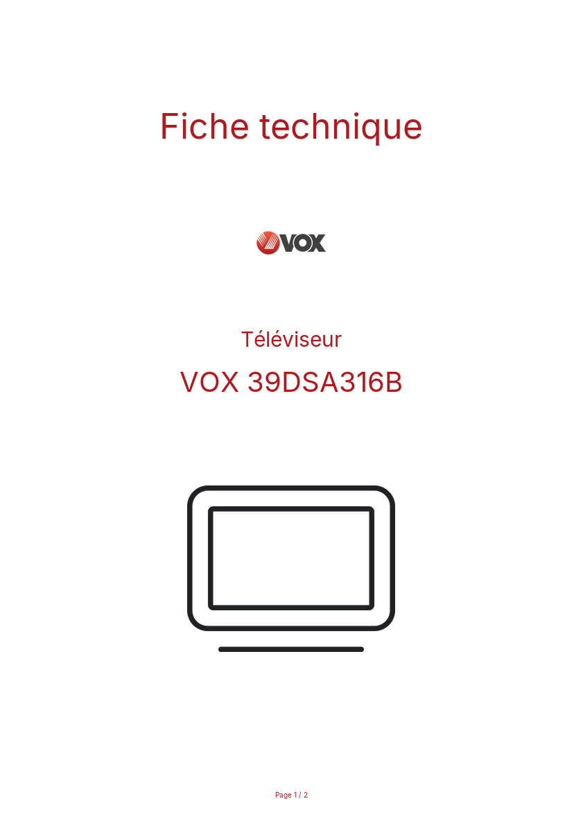 Image de la première page du manuel de l'appareil 39DSA316B