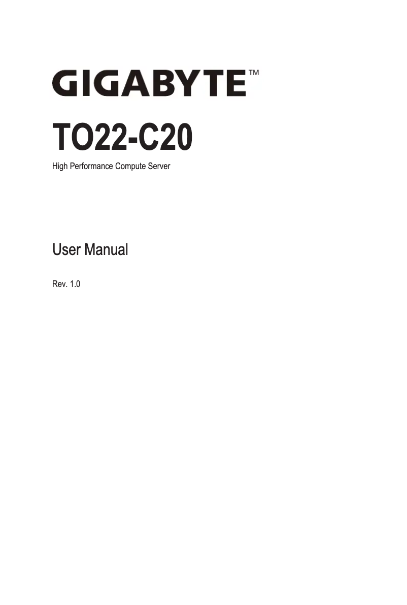 Page 1 de la notice Manuel utilisateur Gigabyte TO22-C20