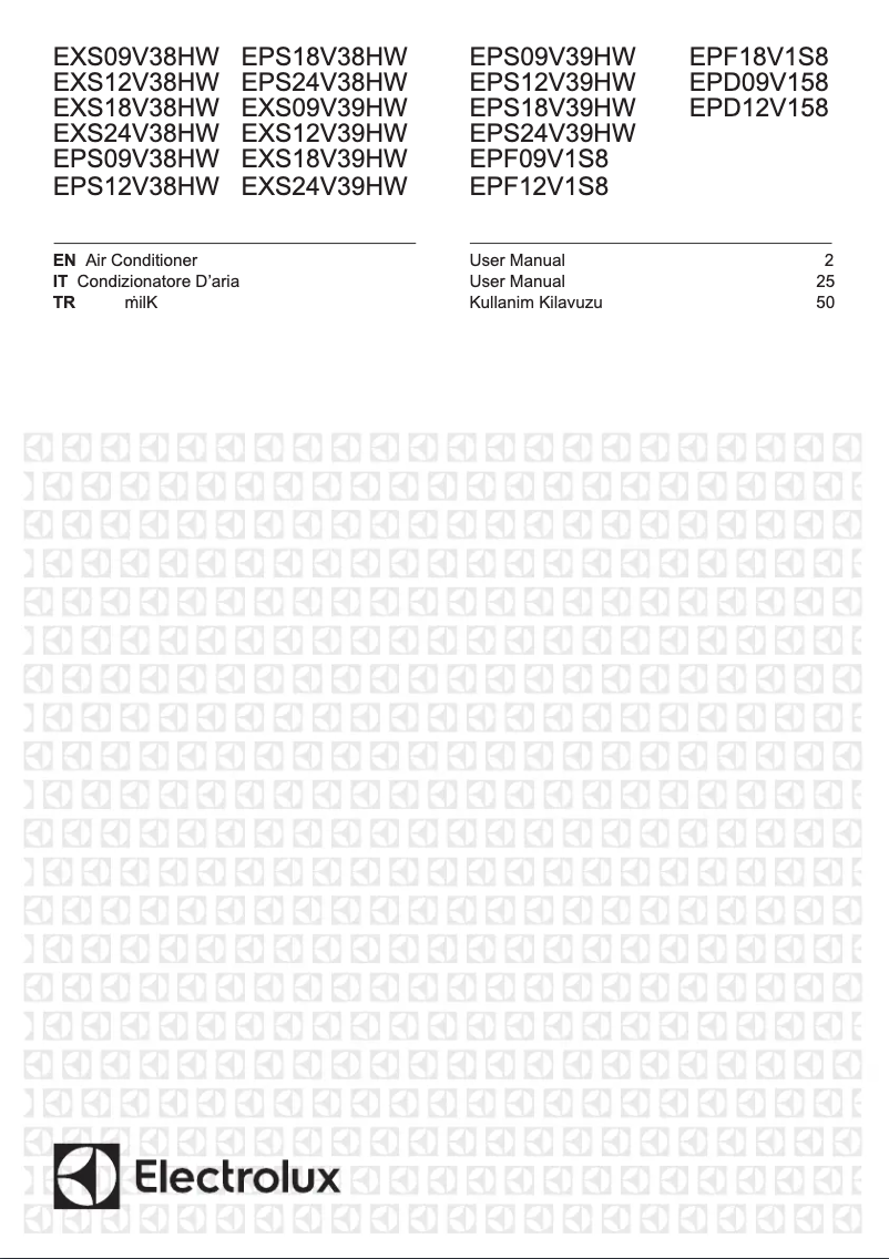 Page 1 de la notice Manuel utilisateur Electrolux EPS09V39HWO