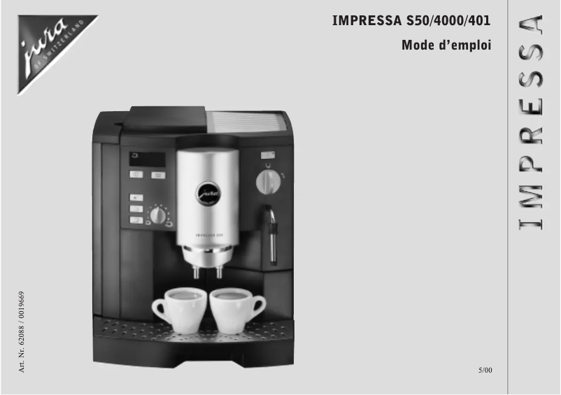 Page 1 de la notice Manuel utilisateur Jura IMPRESSA 401