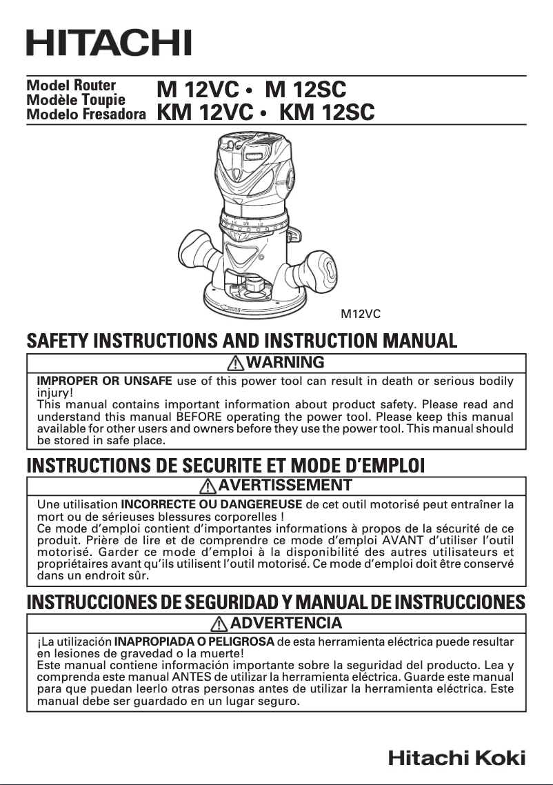 Page 1 de la notice Manuel utilisateur Hitachi KM12VC