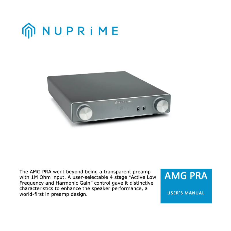 Page n°1 - Manuel utilisateur NuPrime AMG PRA