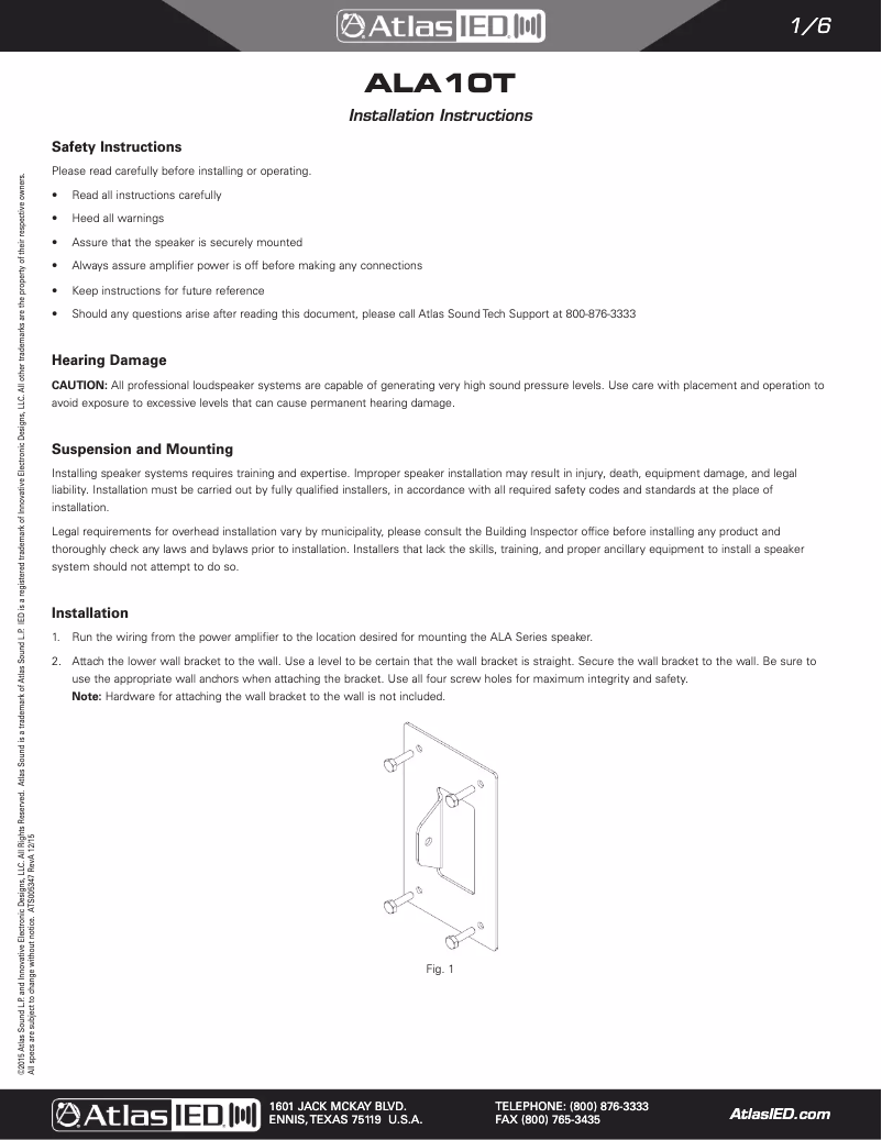 Página 1 del manual Manual de usuario Atlas ALA10T