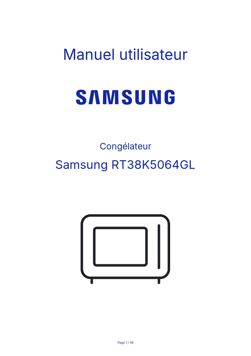 Page n°1 - Manuel utilisateur Samsung RT38K5064GL