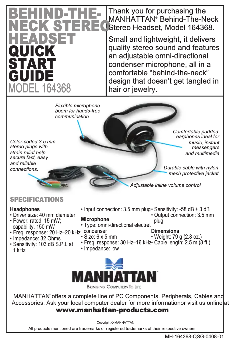 Página 1 del manual Manual de usuario Manhattan 164368