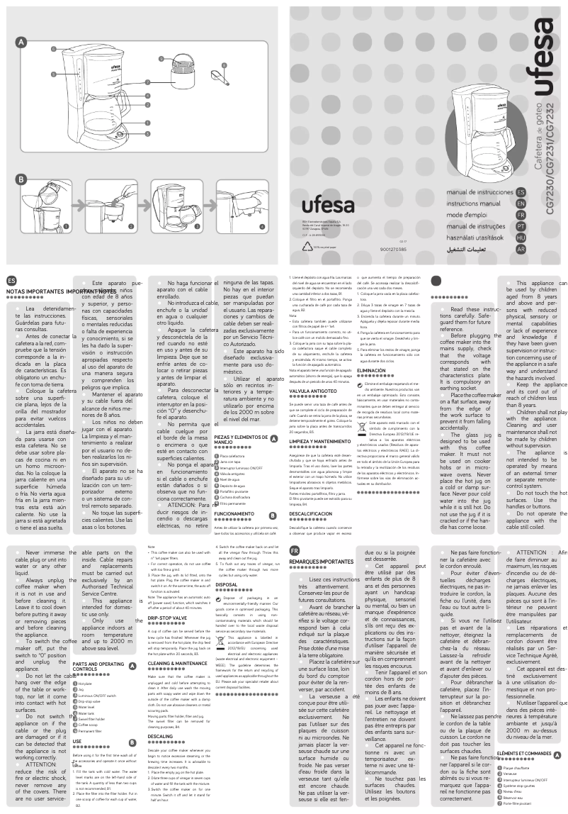 Page n°1 - Manuel d'utilisation et d'entretien Ufesa CG7230