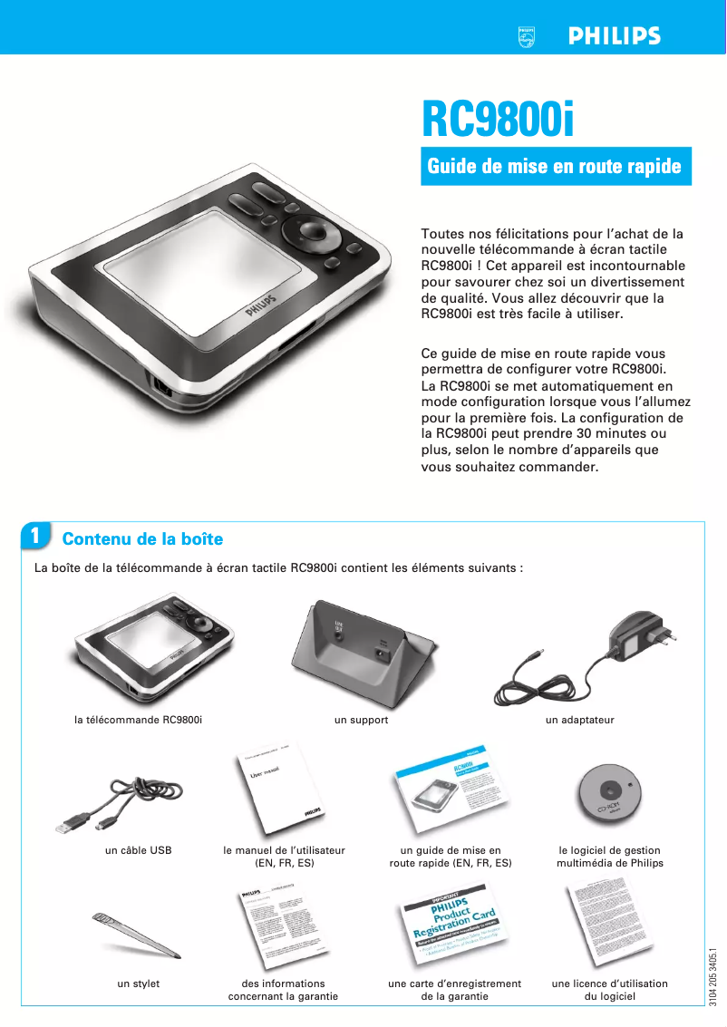 Image de la première page du manuel de l'appareil RC9800I