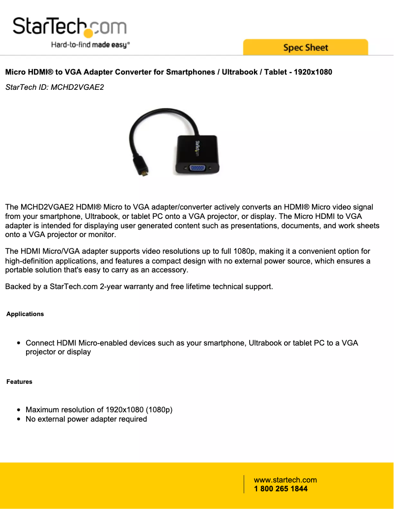 Image de la première page du manuel de l'appareil MCHD2VGAE2